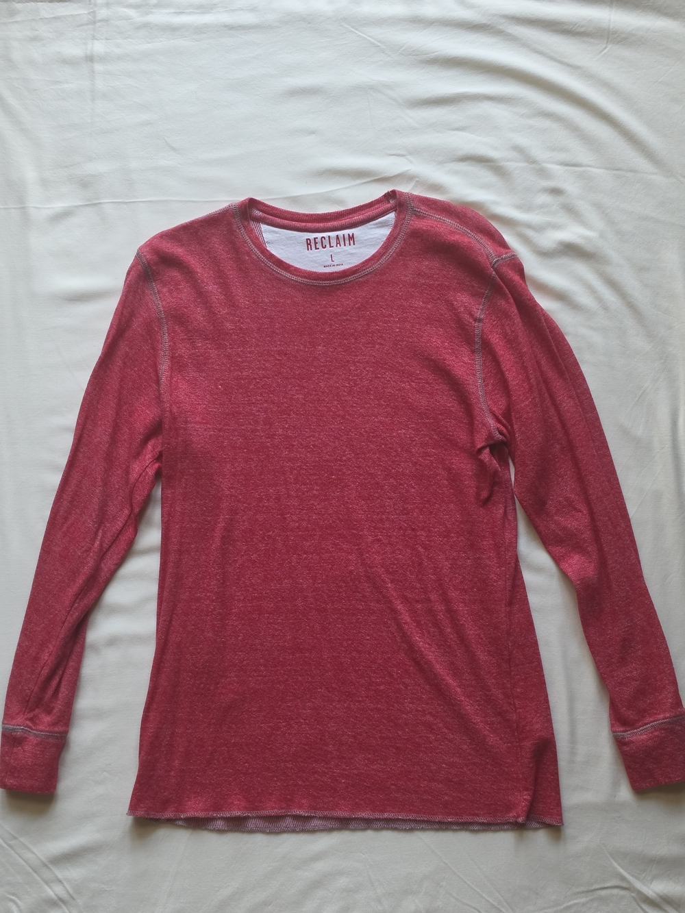 Reclaimed Vintage Men's Long Sleeve Tee in Heather Red